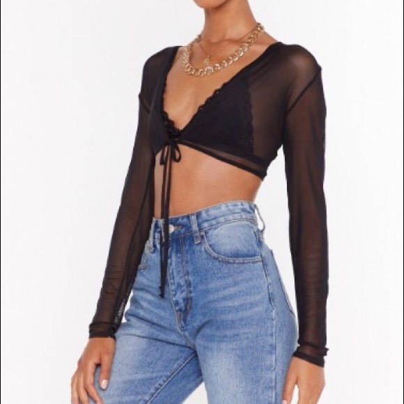 Sheer mesh tie top - Picture 2 of 2